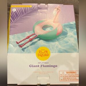 Pool Float Inflatable Giant Flamingo Raft Summer Pink & Green Sun Squad NEW
